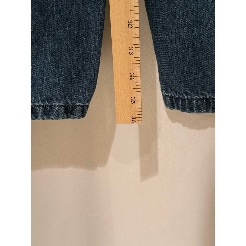 ZARA Jeans Womens Size XL Blue Medium Wash Barrel Leg Cropped Mid Rise - Picture 7 of 9